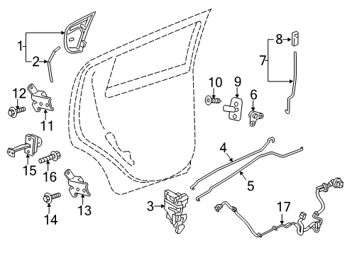 2017 Chevy Spark Rear Door - Lock & Hardware Diagram