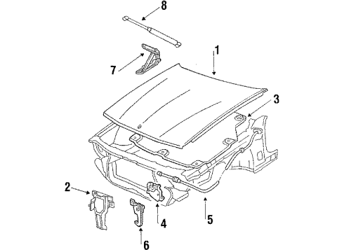 1992 Oldsmobile Toronado Hood & Components Diagram