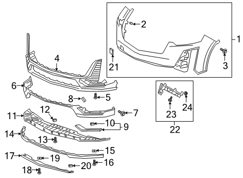 2024 Cadillac XT6 Bumper Cover Diagram for 84772468