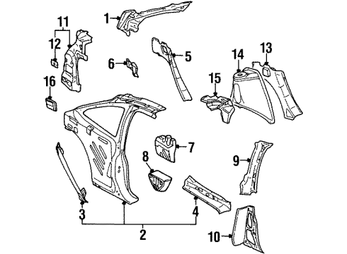 2001 Saturn SC1 Corner Panel, Rear Passenger Side Diagram for 21124060