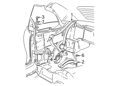 1999 Chevy Cavalier Rear Seat Belts Diagram 1 - Thumbnail