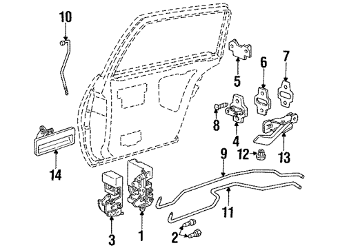 1994 Oldsmobile Achieva Rear Door - Lock & Hardware Diagram