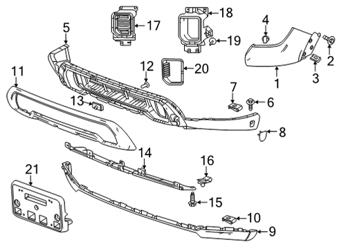 2023 GMC Sierra 2500 HD Exterior Trim - Front Bumper Diagram