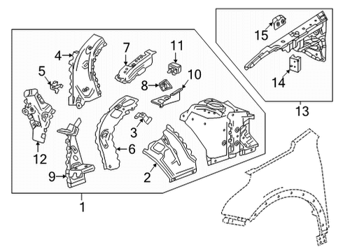 2023 Buick Envision Upper Rail Baffle, Front Passenger Side Diagram for 84077318