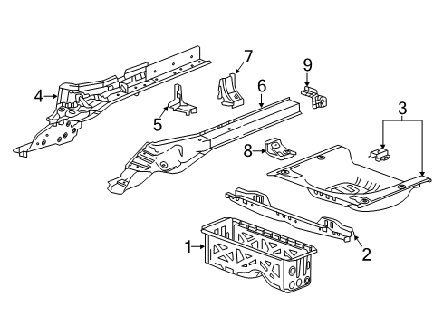 2016 Chevy Cruze Rear Body - Floor & Rails Diagram