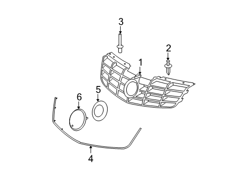 2008 Cadillac DTS Grille & Components Diagram 1 - Thumbnail