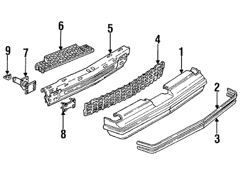 1986 Chevy Monte Carlo Bumper Cover Diagram for 16504979