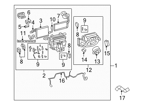 2009 Pontiac G8 A/C Evaporator & Heater Components Diagram