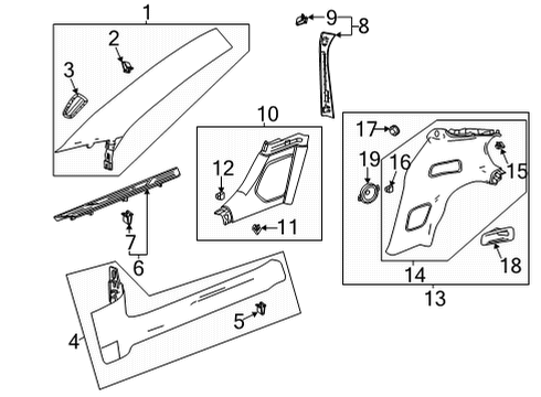 2022 Chevy Corvette Interior Trim - Pillars Diagram