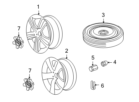 2009 Pontiac G8 Wheels, Covers & Trim Diagram