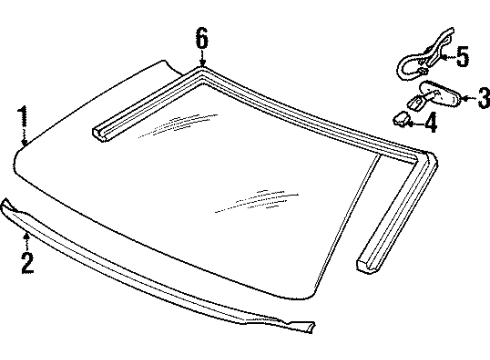 2002 Pontiac Grand Prix Windshield Glass, Reveal Moldings Diagram
