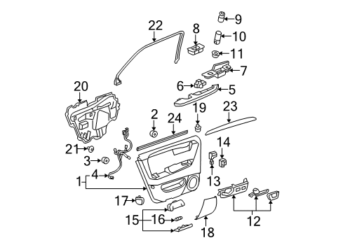 2011 Cadillac DTS Interior Trim - Rear Door Diagram