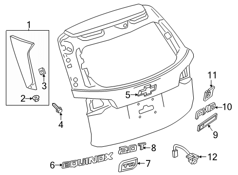 2022 Chevy Equinox Exterior Trim - Lift Gate Diagram