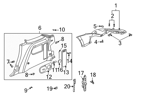 2001 Pontiac Aztek Interior Trim - Quarter Panels Diagram 3 - Thumbnail