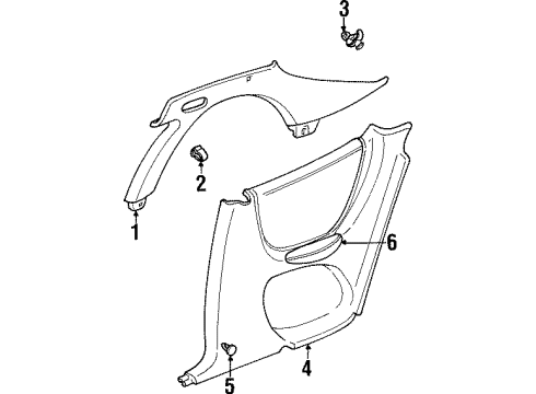 1998 Pontiac Grand Prix Interior Trim - Quarter Panels Diagram 1 - Thumbnail