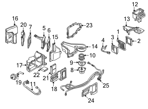 1999 Chevy Camaro A/C Evaporator & Heater Components Diagram