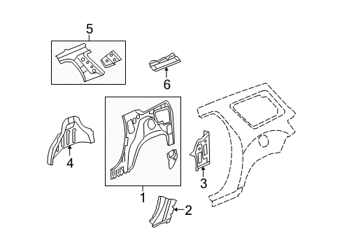 2007 Saturn Outlook Inner Structure - Quarter Panel Diagram