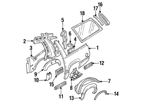 1992 Chevy C1500 Suburban Nameplate, Outer Diagram for 15036132