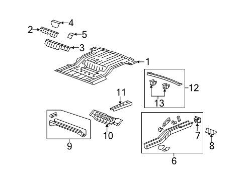 2007 Saturn Outlook Rear Body - Floor & Rails Diagram