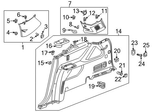 2023 Chevy Traverse Upper Center Pillar Trim Retainer, Rear Diagram for 11610205