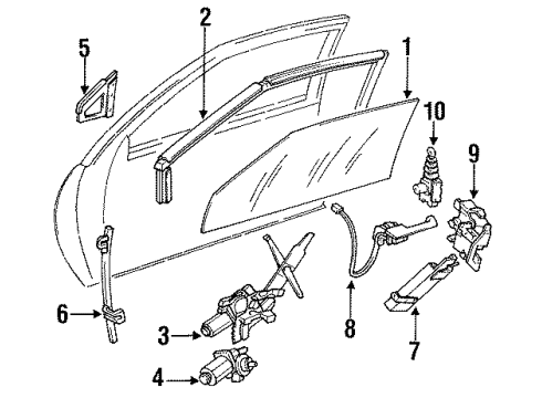 1987 Oldsmobile Delta 88 Door - Glass & Hardware Diagram