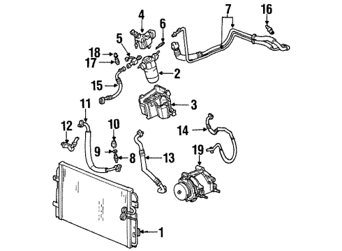 2003 Oldsmobile Aurora A/C Condenser, Compressor & Lines Diagram
