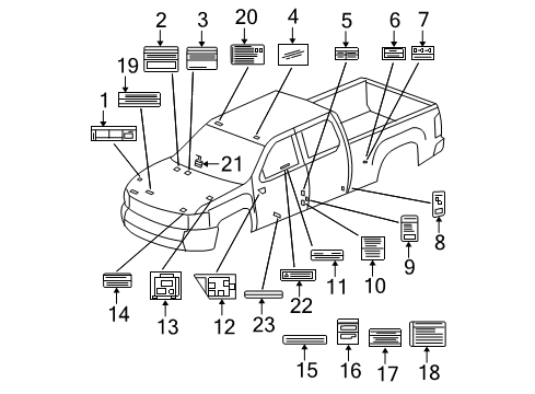 2010 Chevy Silverado 2500 HD Information Labels Diagram