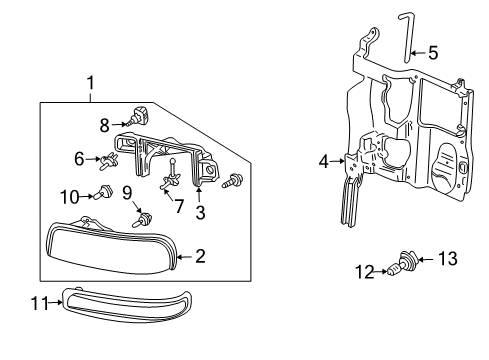 2005 Chevy Suburban 2500 Headlamp Components, Park & Side Marker Lamps Diagram