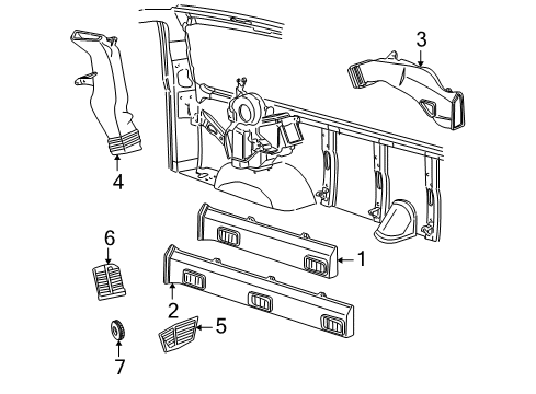 1999 Chevy Express 3500 A/C & Heater Ducts Diagram