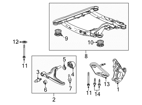 2013 Cadillac SRX Front Suspension, Control Arm, Stabilizer Bar Diagram 1 - Thumbnail