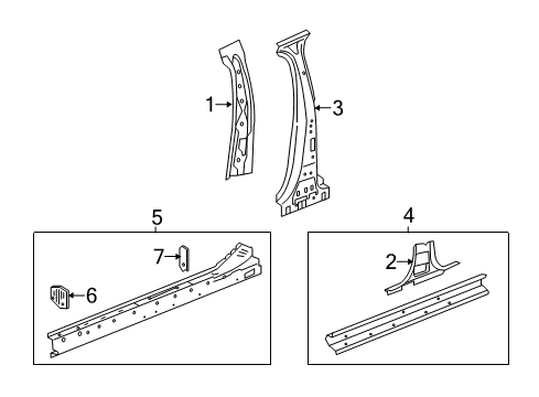 2019 Cadillac XTS Center Pillar & Rocker Diagram