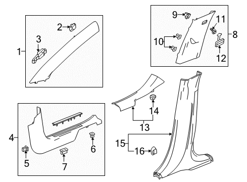 2022 Chevy Equinox Interior Trim - Pillars Diagram