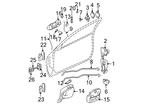 2002 Oldsmobile Alero Window Regulator, Rear Driver Side Diagram for 22730703