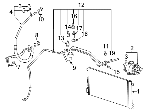 2012 Chevy Malibu A/C Condenser, Compressor & Lines Diagram