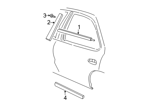 2005 Chevy Cavalier Exterior Trim - Rear Door Diagram