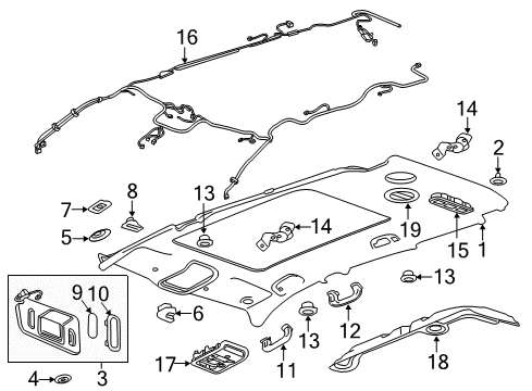 2023 Chevy Traverse Interior Trim - Roof Diagram