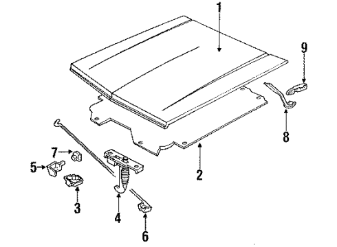 1991 GMC Syclone Hood & Components Diagram