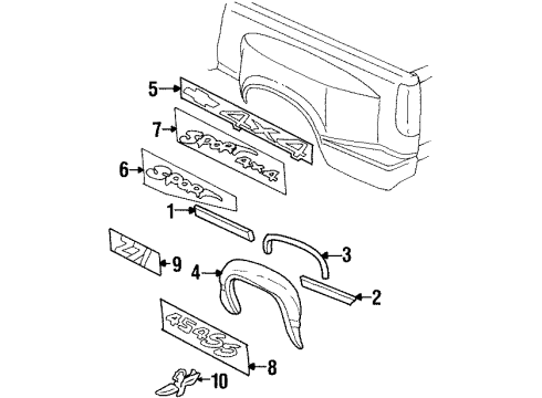 1994 GMC C3500 Exterior Trim - Pick Up Box Diagram 1 - Thumbnail