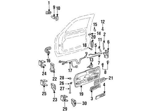 1993 Chevy K1500 Lock, Rear Diagram for 16631629