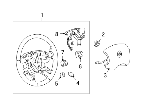 2000 Buick LeSabre Steering Wheel, Red Diagram for 16825495