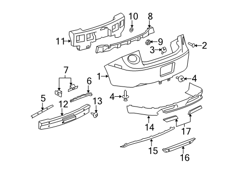2008 Chevy Cobalt Rear Bumper Diagram 1 - Thumbnail