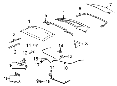2008 Cadillac XLR Top & Components Diagram