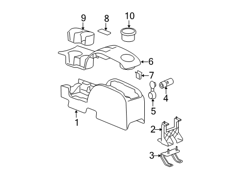 2008 Chevy HHR Console Base Diagram for 15854577