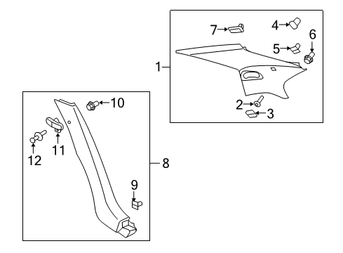 2008 Cadillac CTS Interior Trim - Quarter Panels Diagram