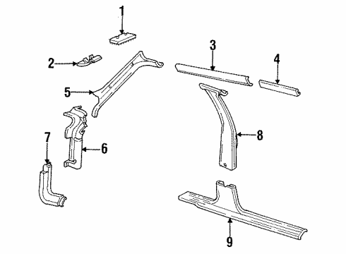 1990 Chevy Cavalier Sill Plate, Front Passenger Side Diagram for 22546134