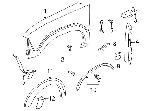 2004 Oldsmobile Bravada Fender & Components, Exterior Trim Diagram
