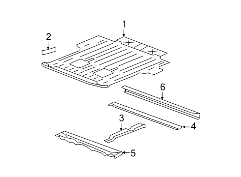 2012 Cadillac Escalade EXT Rear Body - Floor & Rails Diagram