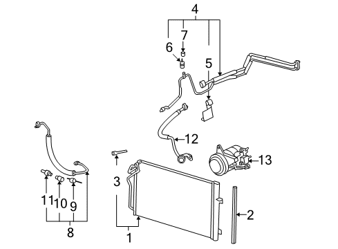 2011 Cadillac DTS A/C Condenser, Compressor & Lines Diagram