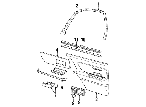 1995 Oldsmobile 88 Front Molding, Rear Driver Side Diagram for 25658300