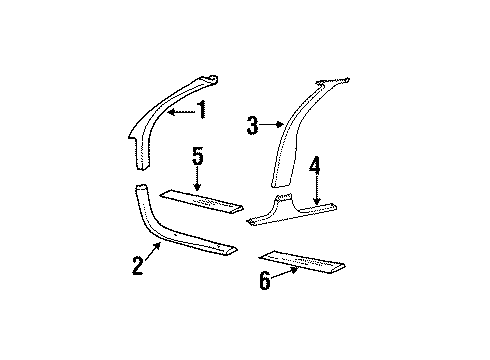 1994 Buick Regal Windshield Pillar Trim, Passenger Side Diagram for 10169434
